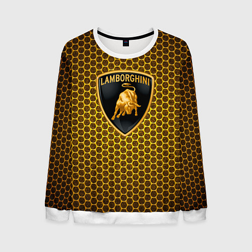 Мужской свитшот Lamborghini gold соты / 3D-Белый – фото 1