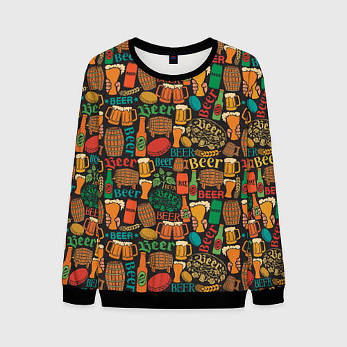 Мужской свитшот Пиво Beer / 3D-Черный – фото 1