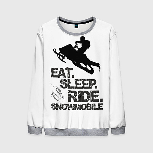 Мужской свитшот EAT SLEEP RIDE SNOWMOBILE / 3D-Меланж – фото 1