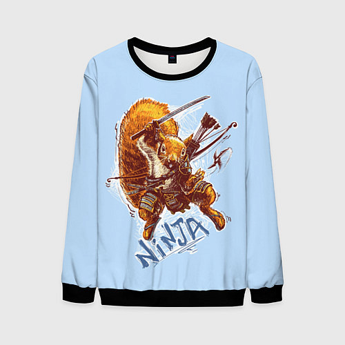 Мужской свитшот Крейзи белка-ниндзя / 3D-Черный – фото 1