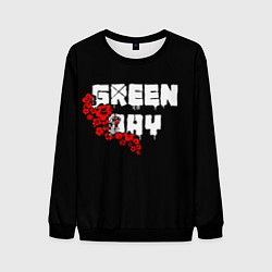 Свитшот мужской Green day Цветы, цвет: 3D-черный