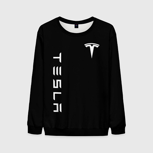 Мужской свитшот Tesla Тесла логотип и надпись / 3D-Черный – фото 1
