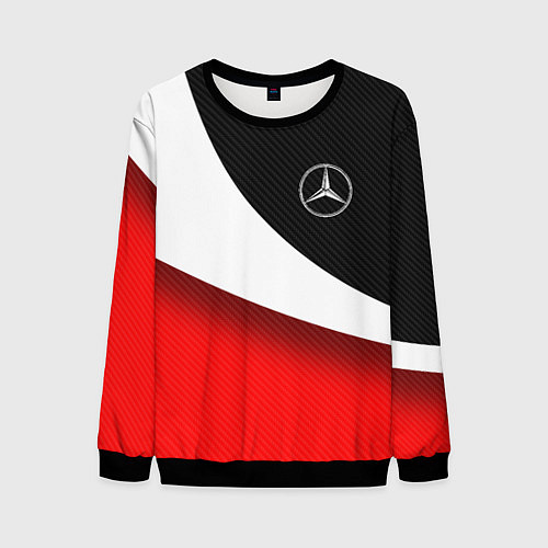 Мужской свитшот MERCEDES BENZ КАРБОН И КРАСНАЯ ВОЛНА / 3D-Черный – фото 1