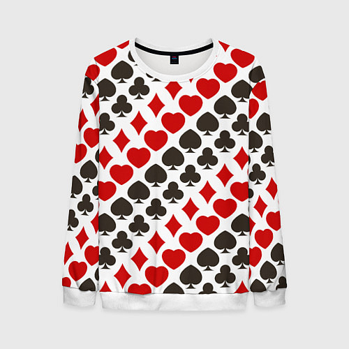 Мужской свитшот Карточные Масти Card Suits / 3D-Белый – фото 1