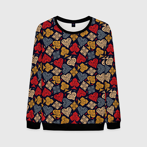 Мужской свитшот Карточные Масти Cards / 3D-Черный – фото 1