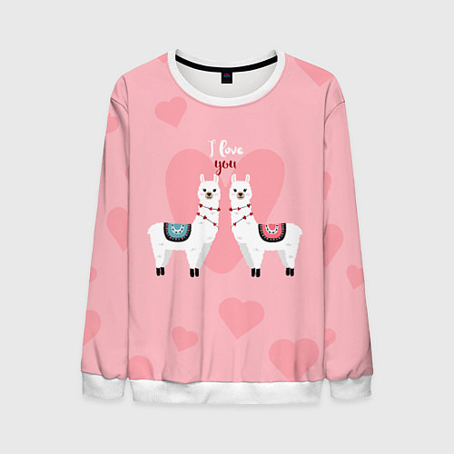 Мужской свитшот Lama I Love You / 3D-Белый – фото 1