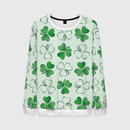 Мужской свитшот Трехлистный клевер День Св Патрика / 3D-Белый – фото 1