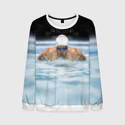 Свитшот мужской Плавание Пловец, цвет: 3D-белый