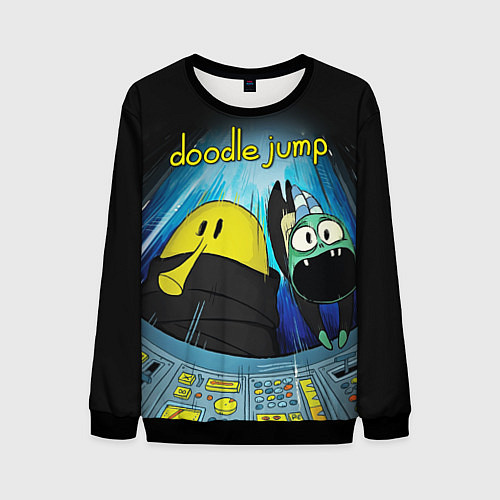 Мужской свитшот Doodle in spaceship / 3D-Черный – фото 1