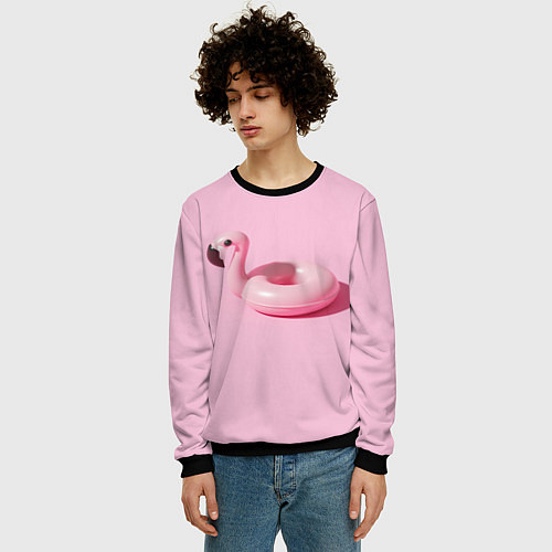 Мужской свитшот Flamingos Розовый фламинго / 3D-Черный – фото 3