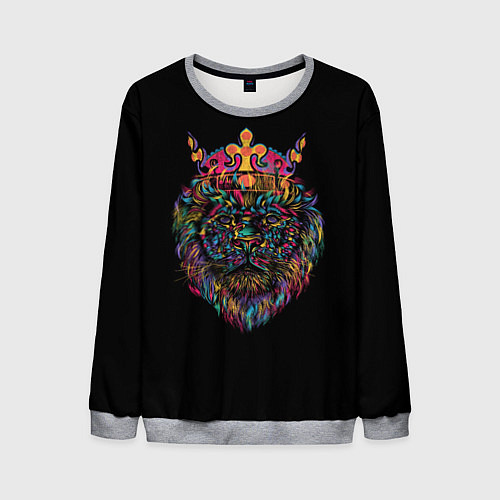 Мужской свитшот Неоновый королевский лев / 3D-Меланж – фото 1