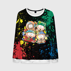 Свитшот мужской Мультфильм Южный парк персонажи South Park, цвет: 3D-белый