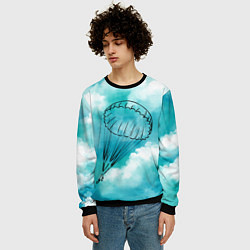 Свитшот мужской Парашютист в облаках, цвет: 3D-черный — фото 2