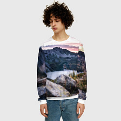 Свитшот мужской Горы на закате, цвет: 3D-белый — фото 2
