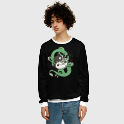 Свитшот мужской Зеленый dragoon, цвет: 3D-белый — фото 2