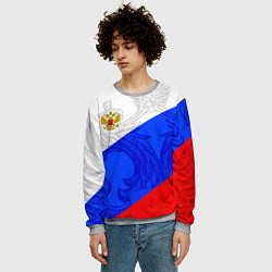 Свитшот мужской Российский герб: триколор, цвет: 3D-меланж — фото 2