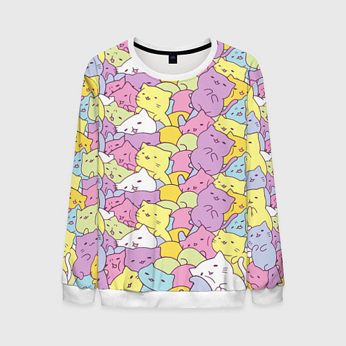 Мужской свитшот Cute pattern of seals / 3D-Белый – фото 1