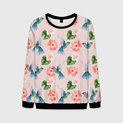 Мужской свитшот Колибри и нежные цветы