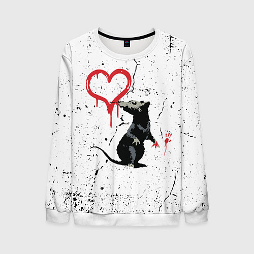 Мужской свитшот BANKSY БЭНКСИ крыса / 3D-Белый – фото 1