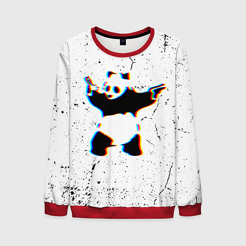 Мужской свитшот Banksy Panda with guns Бэнкси / 3D-Красный – фото 1