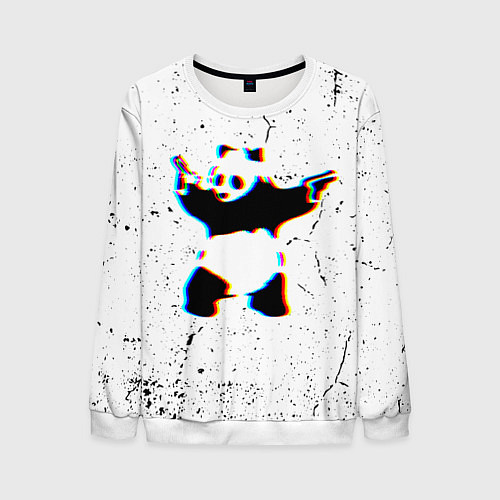 Мужской свитшот Banksy Panda with guns Бэнкси / 3D-Белый – фото 1