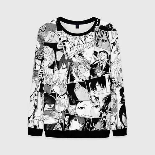 Мужской свитшот Bungo Stray Dogs pattern / 3D-Черный – фото 1