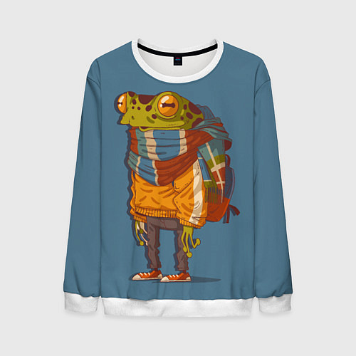 Мужской свитшот Лягуха-путешественица / 3D-Белый – фото 1
