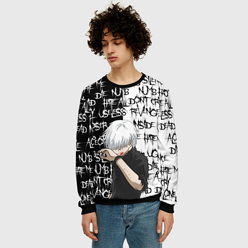 Мужской свитшот КАНЕКИ КЕН ZXC MODE / 3D-Черный – фото 3