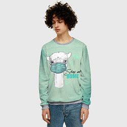 Свитшот мужской Лама в маске, цвет: 3D-меланж — фото 2