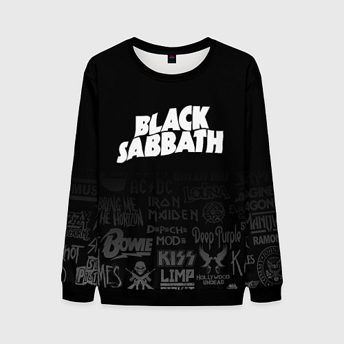 Мужской свитшот Black Sabbath логотипы рок групп / 3D-Черный – фото 1