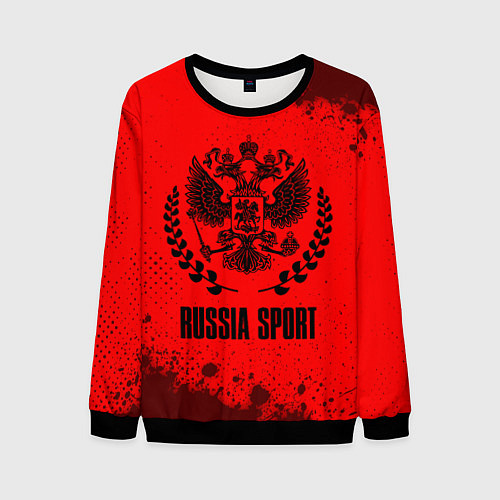 Мужской свитшот RUSSIA - ГЕРБ Russia Sport Брызги / 3D-Черный – фото 1