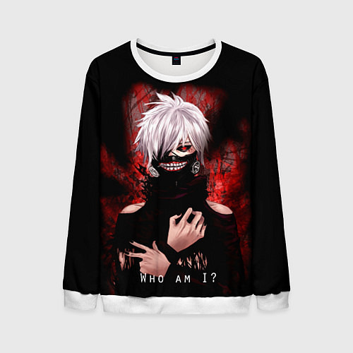 Мужской свитшот Tokyo Ghoul Токийский Гуль Who am I / 3D-Белый – фото 1