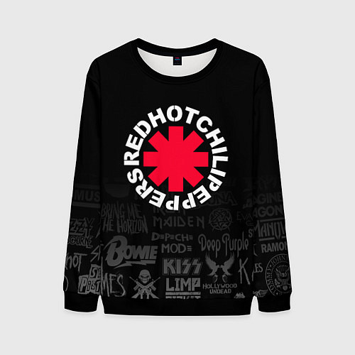 Мужской свитшот Red Hot Chili Peppers Логотипы рок групп / 3D-Черный – фото 1