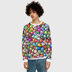 Свитшот мужской Пасхальные крашеные яйца, цвет: 3D-белый — фото 2