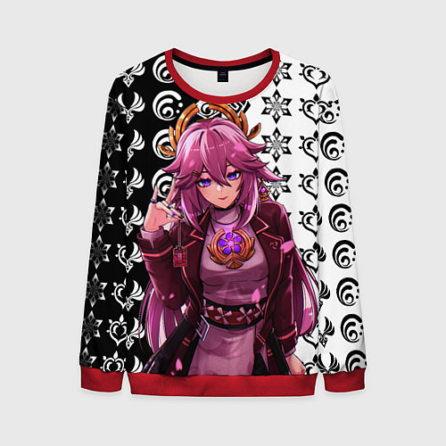 Мужской свитшот Яэ Мико прекрасная Геншин Импакт / 3D-Красный – фото 1