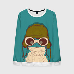 Свитшот мужской Крейзи лягуха в шапке, цвет: 3D-белый