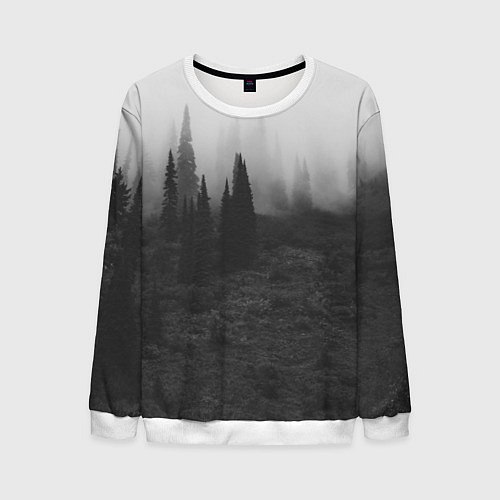 Мужской свитшот Туманный лес - туман / 3D-Белый – фото 1