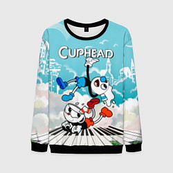Свитшот мужской Cuphead 2 чашечки, цвет: 3D-черный