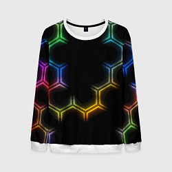 Свитшот мужской Геометрический узор Neon, цвет: 3D-белый