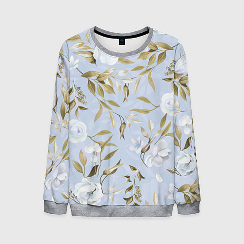 Мужской свитшот Цветы Золотые Листья / 3D-Меланж – фото 1