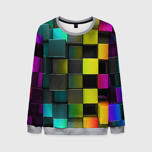 Мужской свитшот Colored Geometric 3D pattern / 3D-Меланж – фото 1
