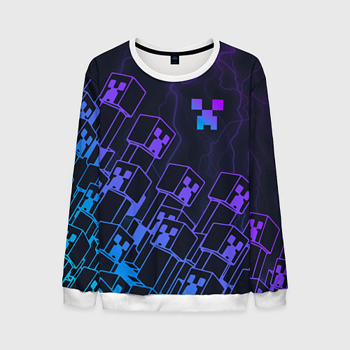 Мужской свитшот Minecraft CREEPER NEON / 3D-Белый – фото 1