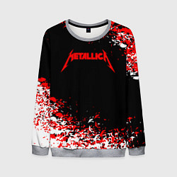 Свитшот мужской Metallica текстура белая красная, цвет: 3D-меланж