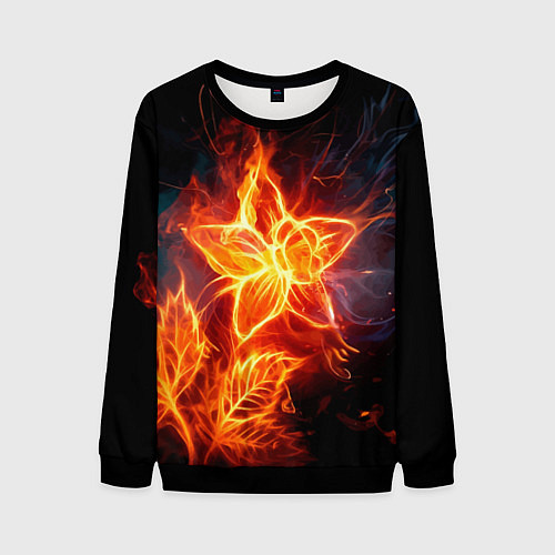 Мужской свитшот Flower Neon Fashion 2035 Flame / 3D-Черный – фото 1