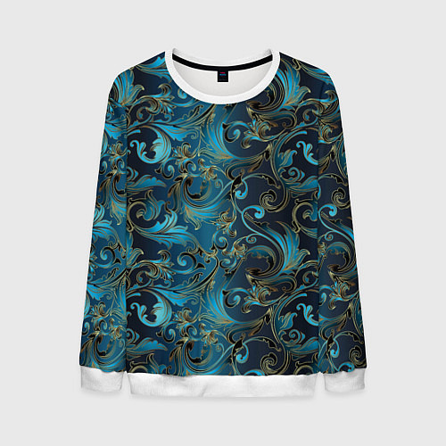 Мужской свитшот Blue Abstract Узоры / 3D-Белый – фото 1