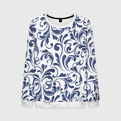 Мужской свитшот Гжелевый рисунок / 3D-Белый – фото 1
