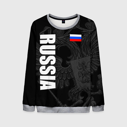 Мужской свитшот RUSSIA - BLACK EDITION / 3D-Меланж – фото 1