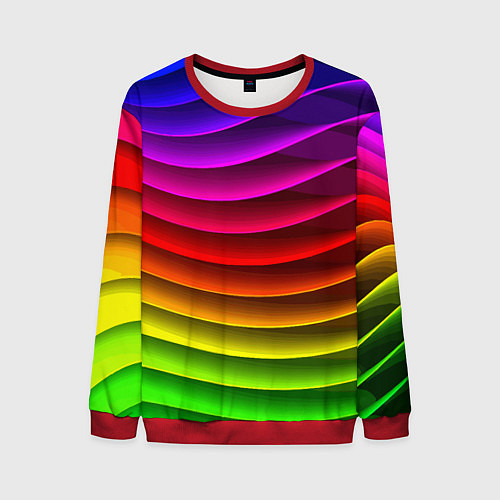 Мужской свитшот Color line neon pattern Abstraction Summer 2023 / 3D-Красный – фото 1