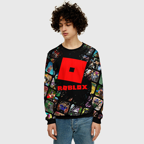 Мужской свитшот ROBLOX СЮЖЕТЫ И ЛОГОТИП / 3D-Черный – фото 3