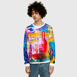 Свитшот мужской Импрессионизм Лето Абстракция Impressionism Summer, цвет: 3D-белый — фото 2